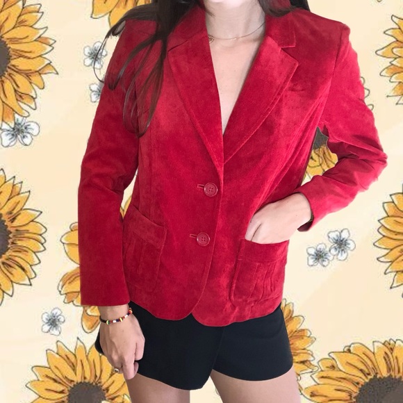 Vintage Kim Rogers Red Blazer w/ Shoulderpads - Picture 2 of 5